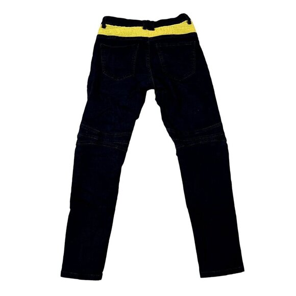 Enrica Black and Yellow Multi Zipper Jeans Size 28 (28 x 30) - Picture 2 of 6